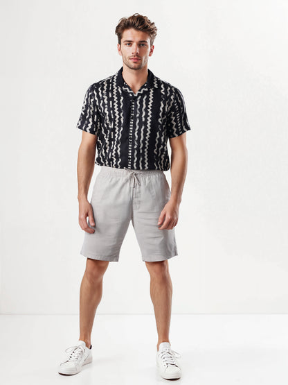 Green Linen Regular Fit Shorts