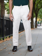 Celio* Cotton-Blend Regular Fit White Trouser