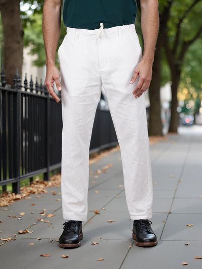 Celio* Cotton-Blend Regular Fit White Trouser