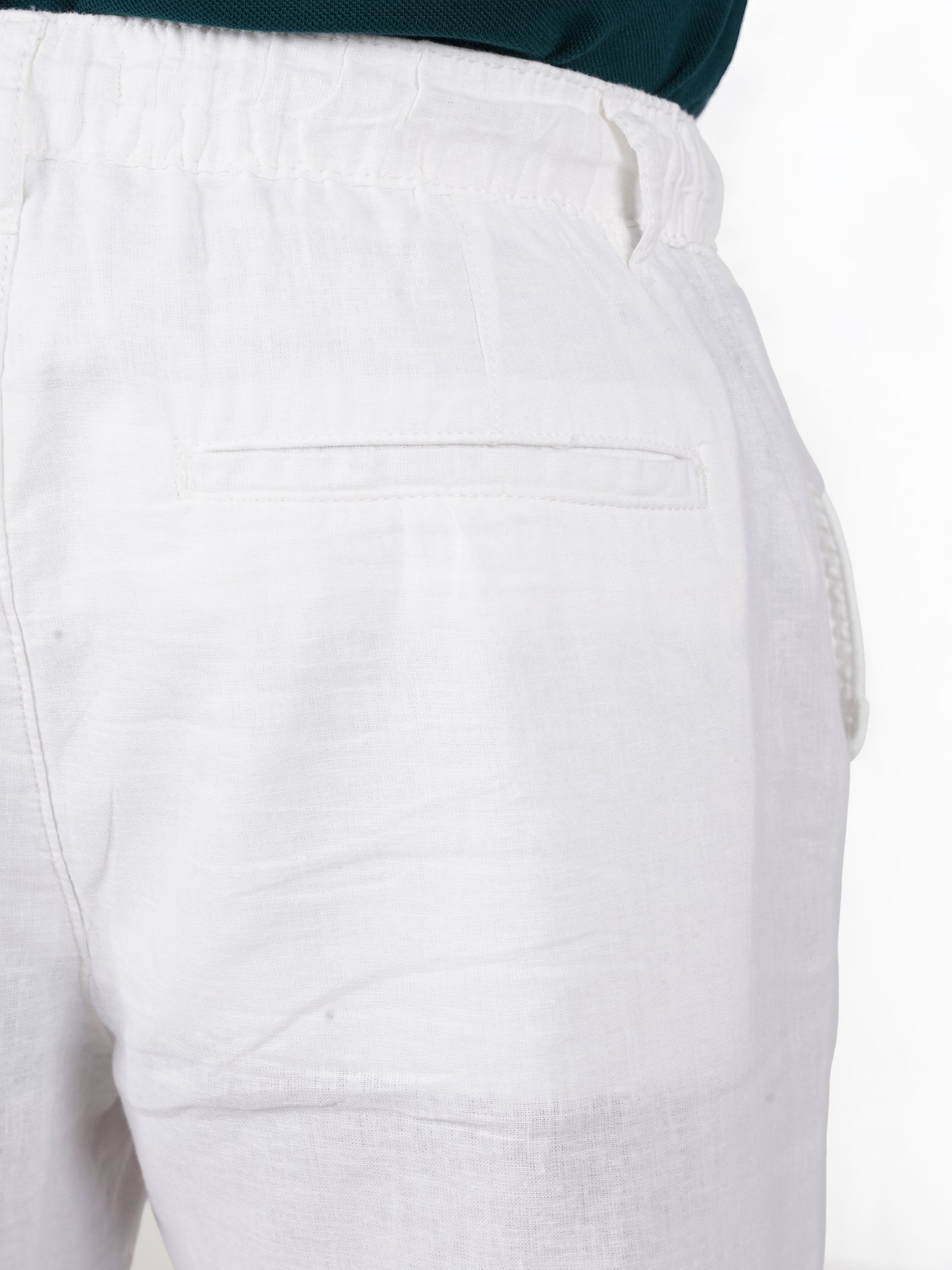 Celio* Cotton-Blend Regular Fit White Trouser