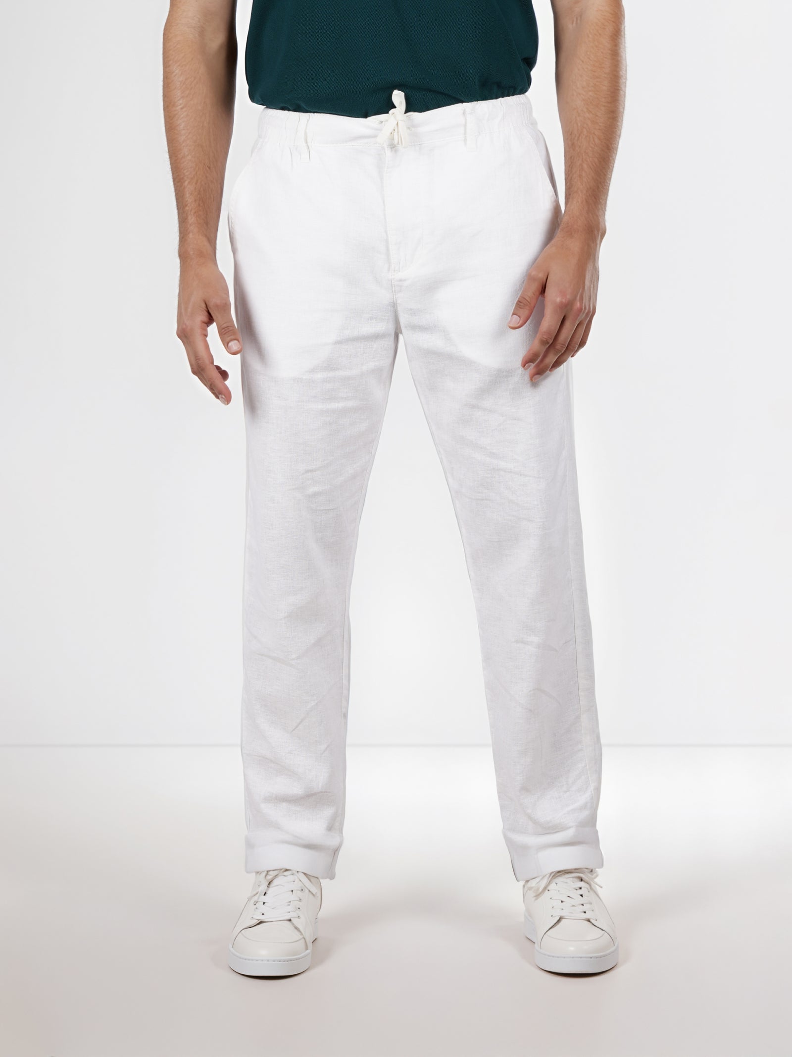 Celio* Cotton-Blend Regular Fit White Trouser
