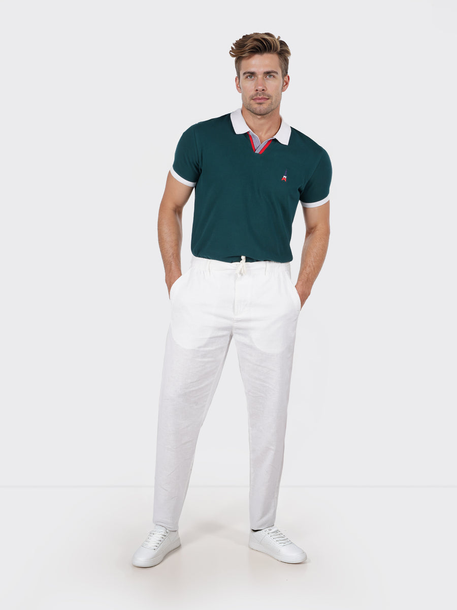 Celio* Cotton-Blend Regular Fit White Trouser
