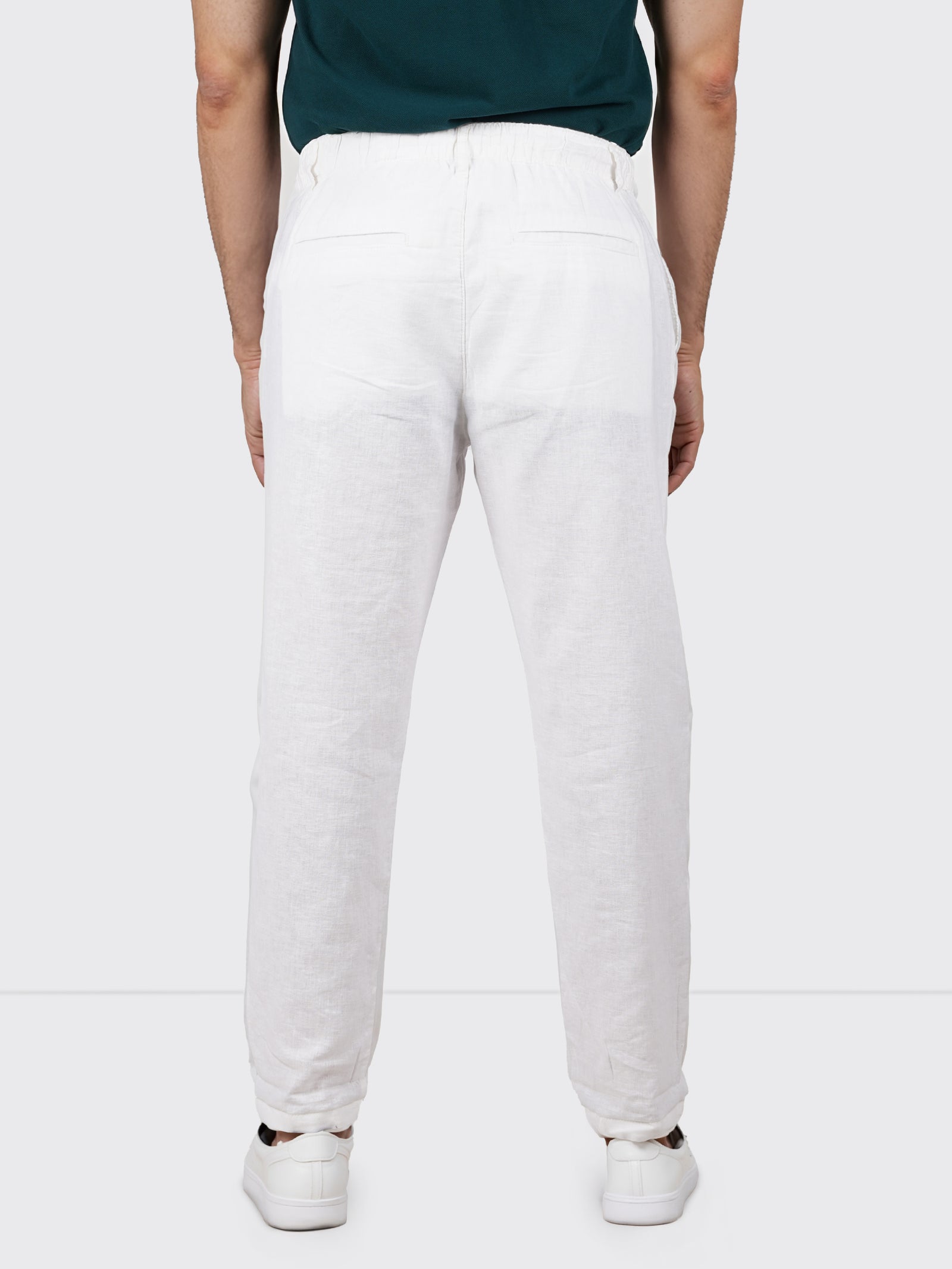 Celio* Cotton-Blend Regular Fit White Trouser