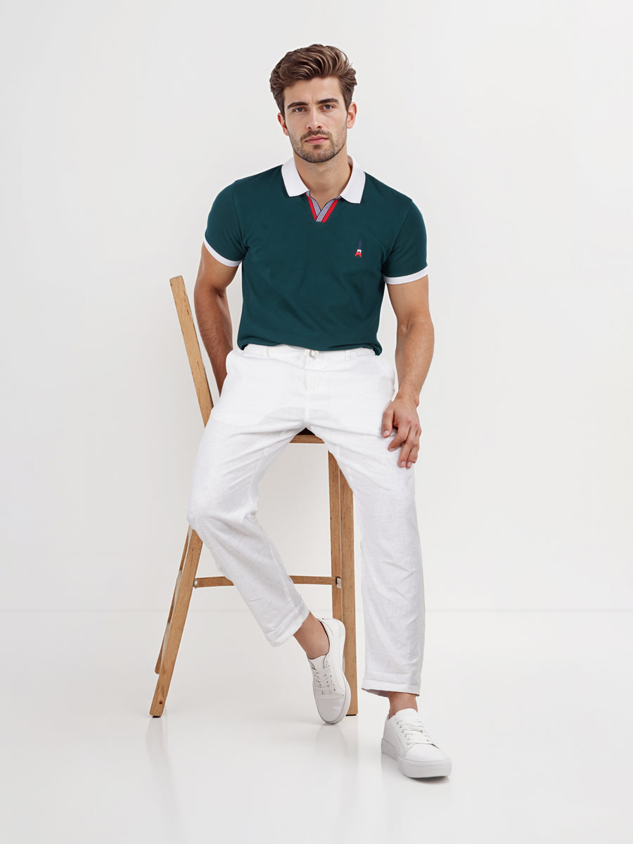 Celio* Cotton-Blend Regular Fit White Trouser