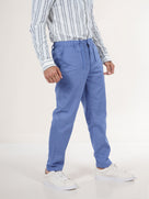 Celio* Men Blue Solid Straight Fit Linen Trouser
