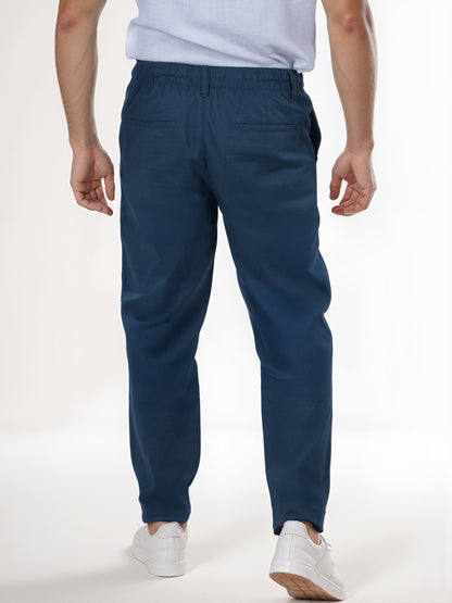 Celio* Men Grey Solid Straight Fit Linen Trouser