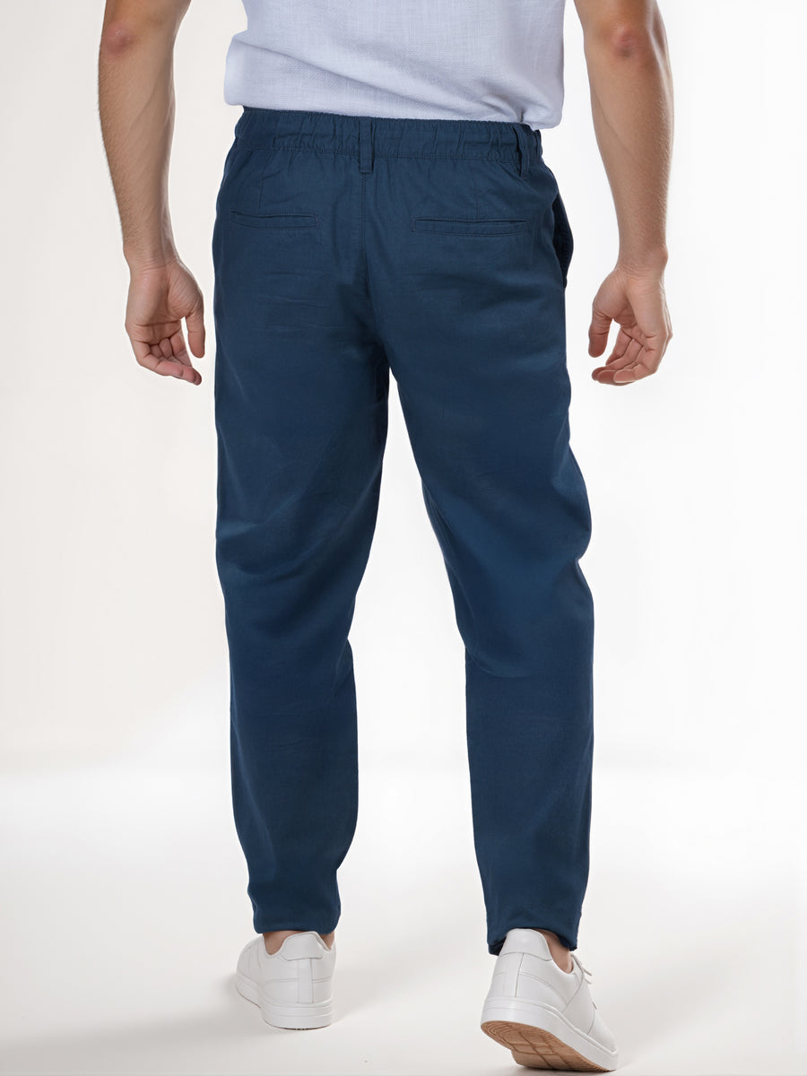 Celio* Straight Fit Solid Linen Grey Men Trouser