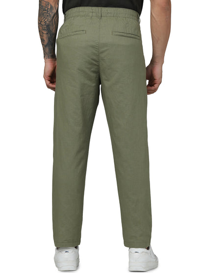 Green Regular Fit Linen Pants