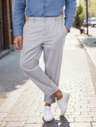 Celio* Linen-Blend Straight Fit Grey Trouser