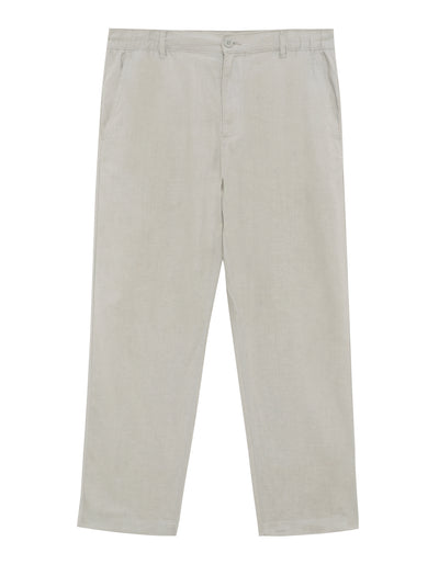 Straight Fit Linen Solid Trousers - Grey