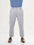 Celio* Linen-Blend Straight Fit Grey Trouser