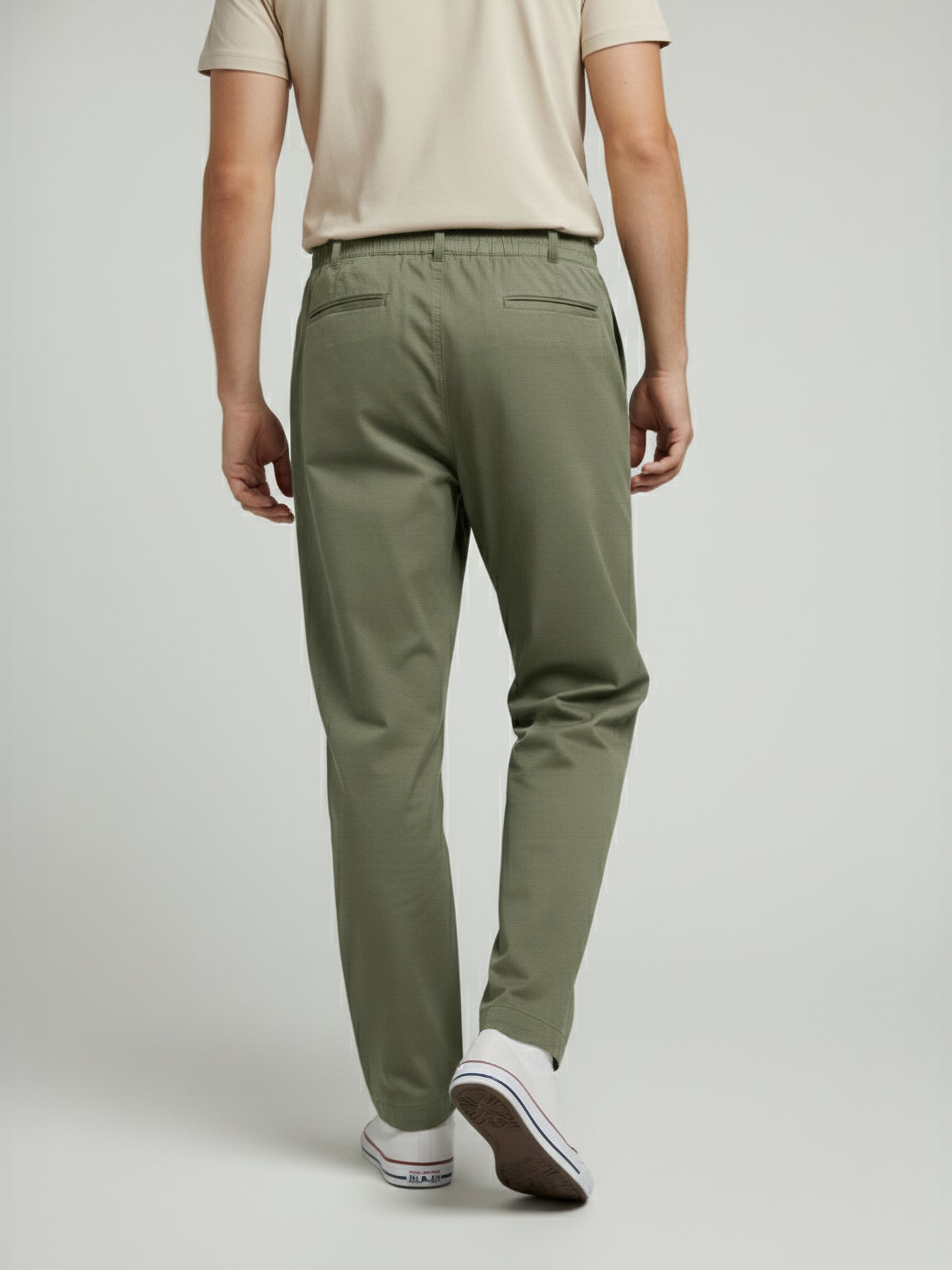 Celio* Men Olive Solid Regular Fit Linen Trousers