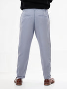 Celio* Men Solid Linen Blue Straight Fit Trousers