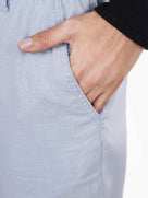 Celio* Men Solid Linen Blue Straight Fit Trousers