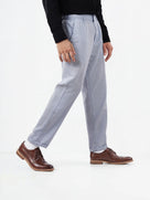 Celio* Men Solid Linen Blue Straight Fit Trousers