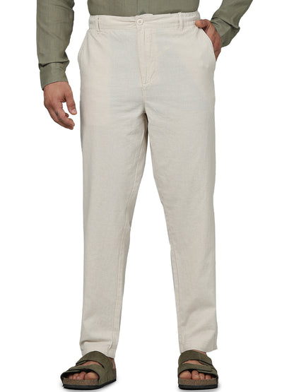 Off White Regular Fit Linen Pants