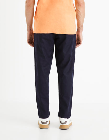 Celio* Linen-Blend Straight Fit Navy Blue Trouser
