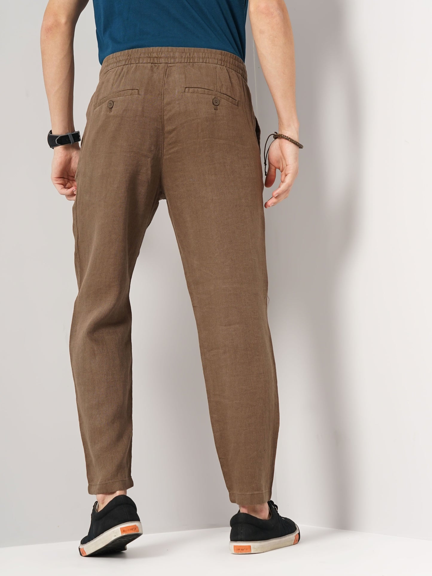 Brown Regular Fit Linen Pants