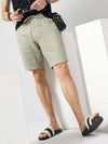 Celio* Linen Regular Fit Green Shorts
