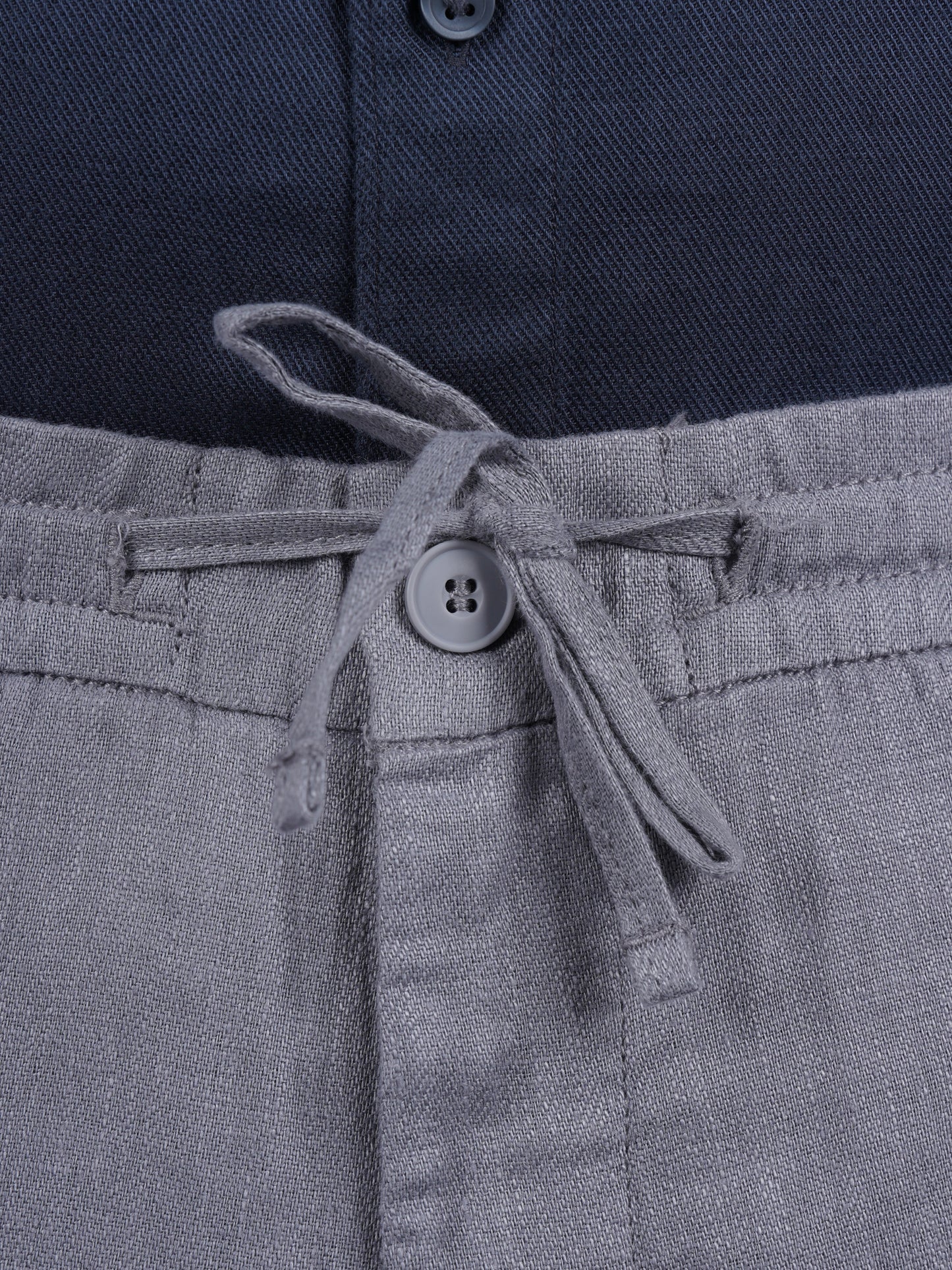 Celio* Linen Straight Fit Grey Casual Trouser