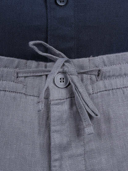 Celio* Linen Straight Fit Grey Casual Trouser