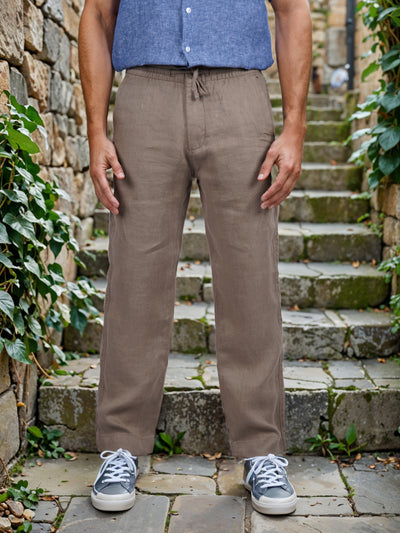 Celio* Linen Loose Fit Brown Trouser
