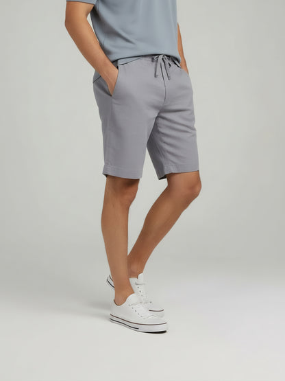 Celio Men Grey Solid Bermuda Linen Shorts
