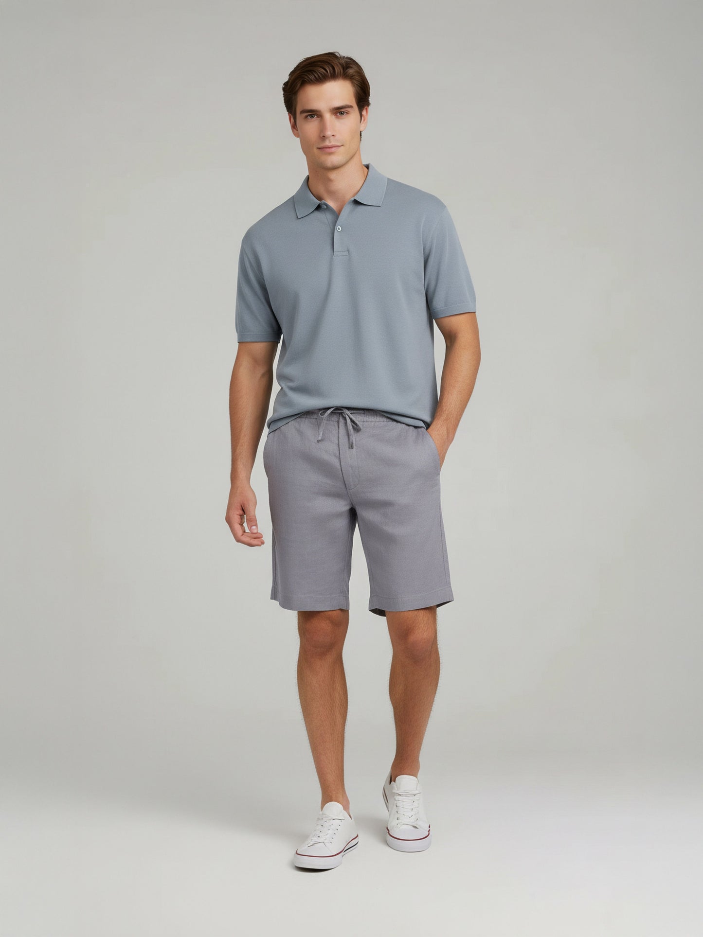 Celio Men Grey Solid Bermuda Linen Shorts