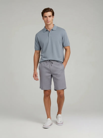 Celio Men Grey Solid Bermuda Linen Shorts