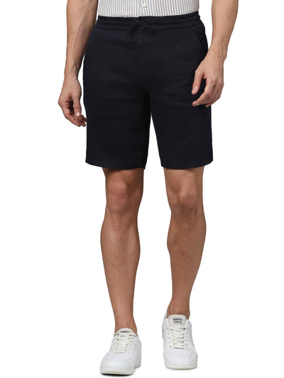 Celio* Linen Regular Fit Navy Blue Shorts