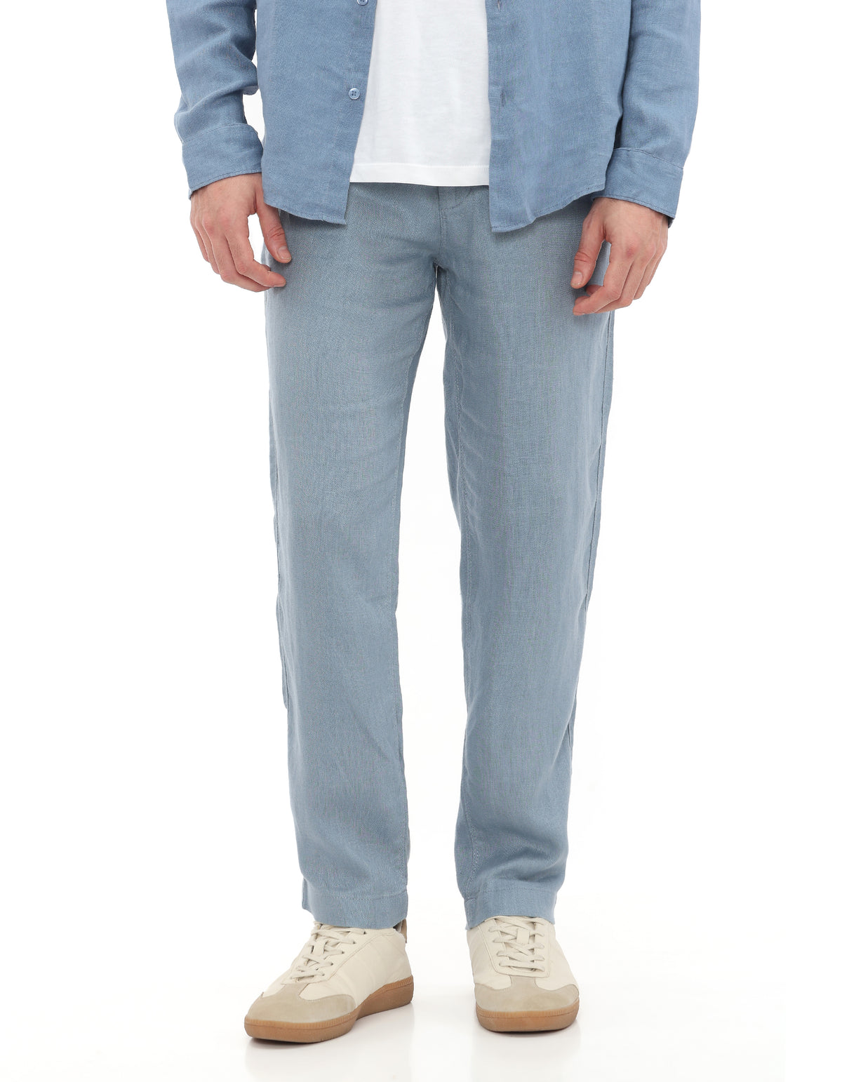 Straight Fit Casual Trousers - Blue