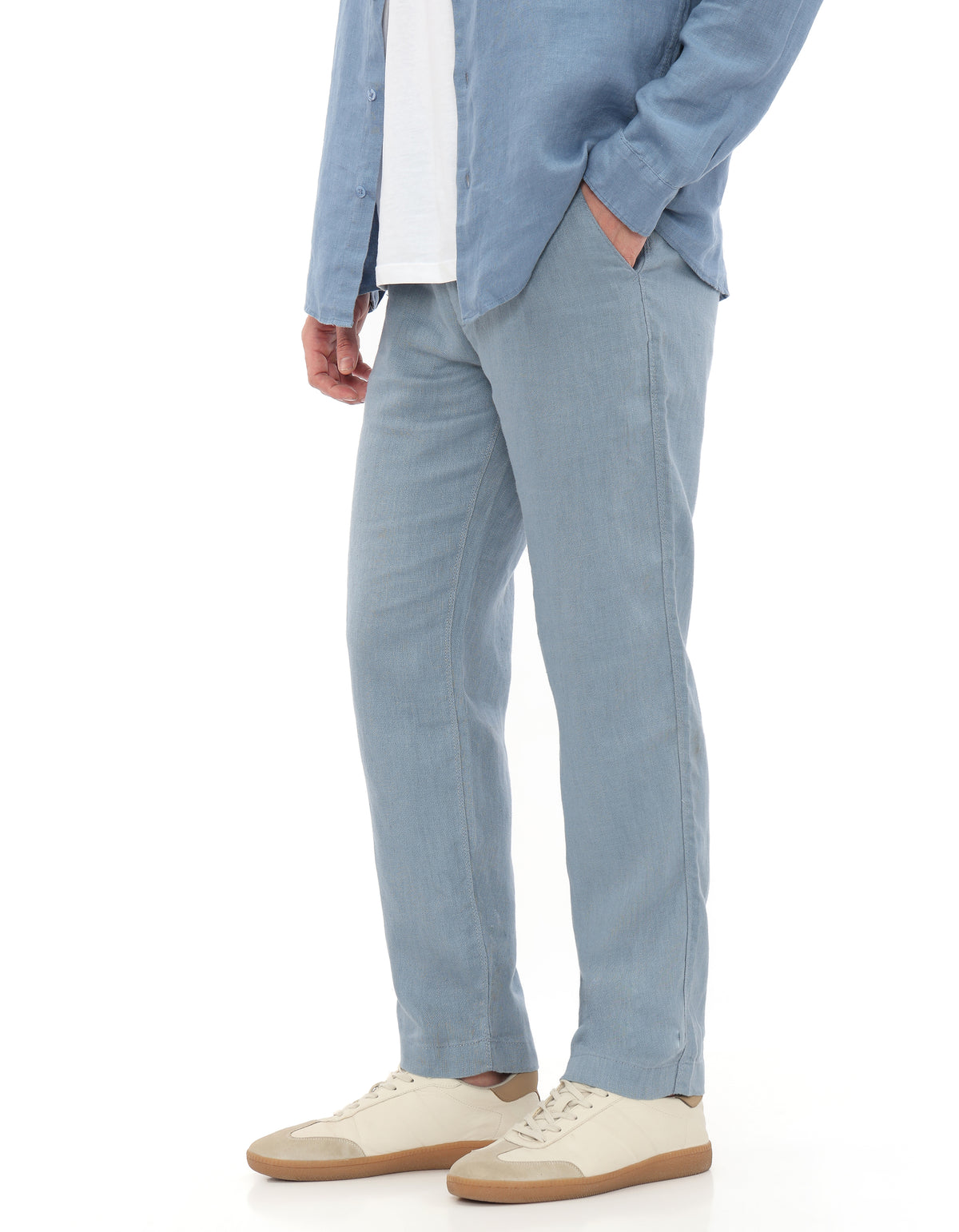 Straight Fit Casual Trousers - Blue