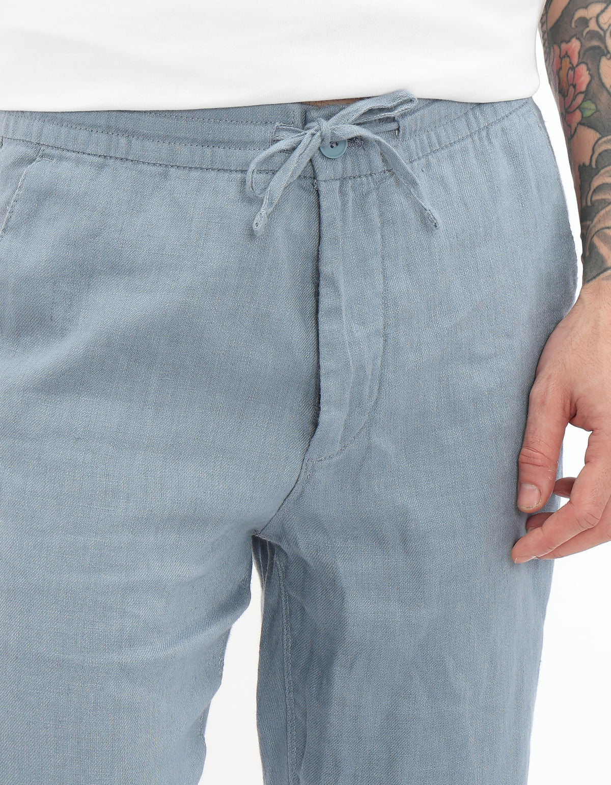 Straight Fit Casual Trousers - Blue