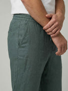 Celio Men Green Solid Straight Fit Linen Trousers