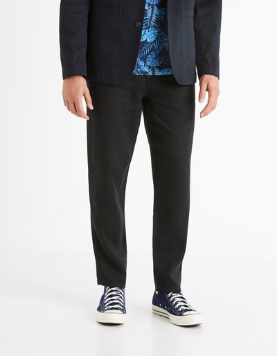 Celio* Linen Straight Fit Black Trouser