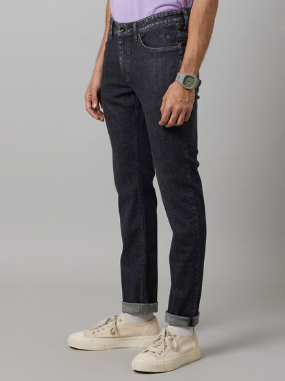 Celio Men Black Solid Slim Fit Cotton-Linen-Blend Jeans