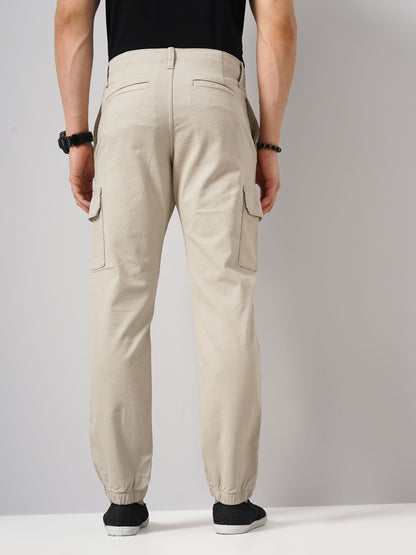 Beige Slim Fit Cargos