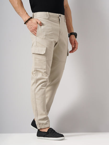 Beige Slim Fit Cargos