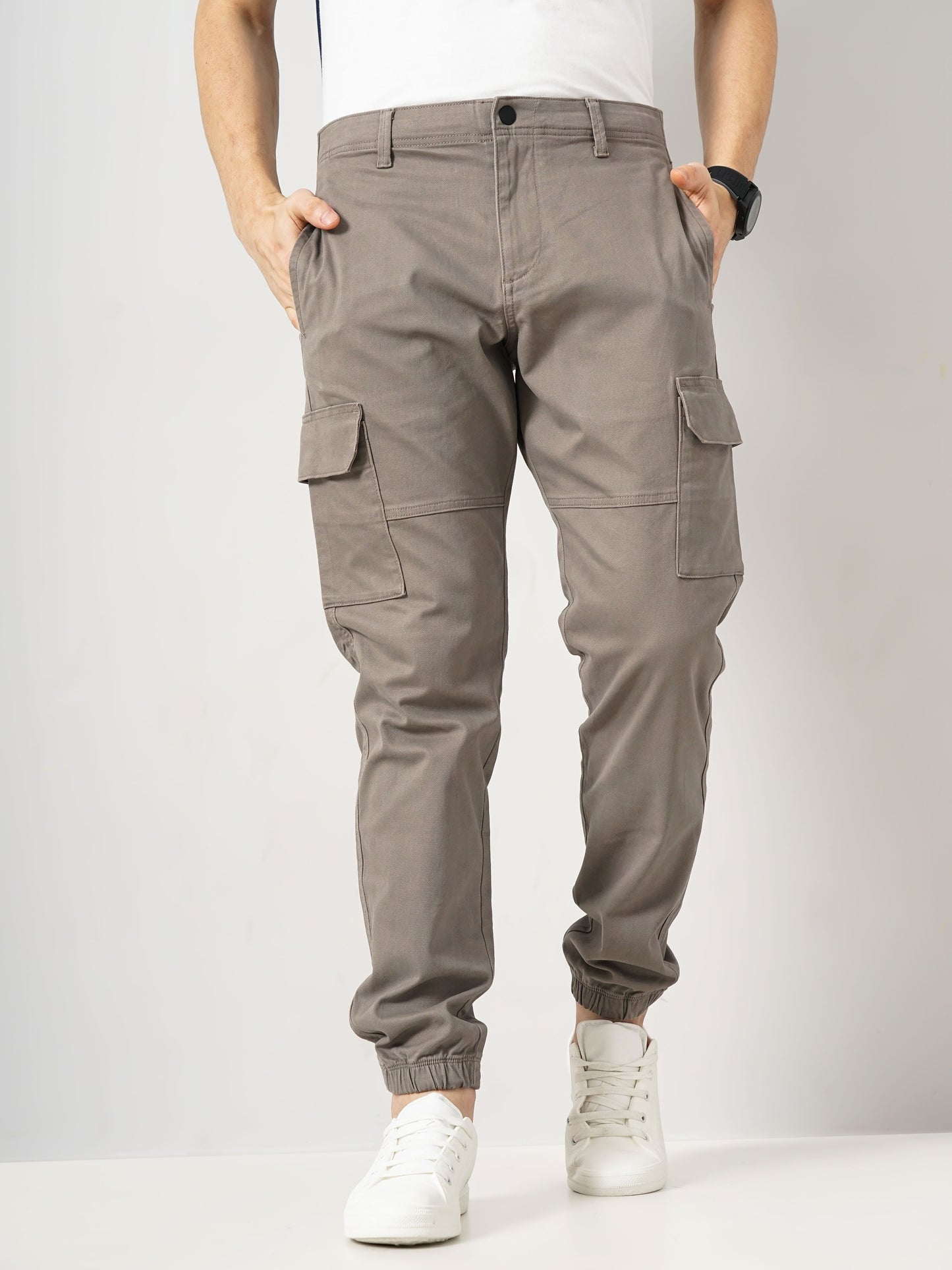 Beige Slim Fit Cargos