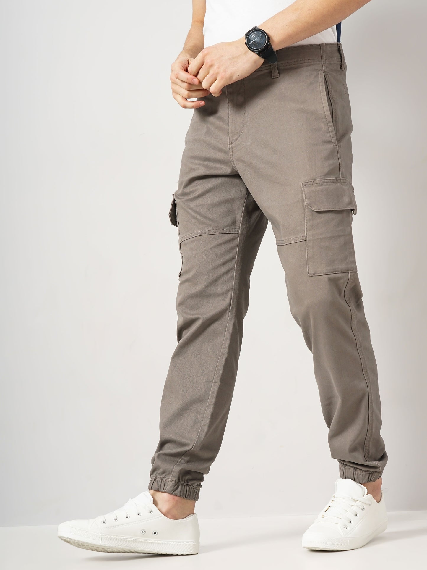 Beige Slim Fit Cargos