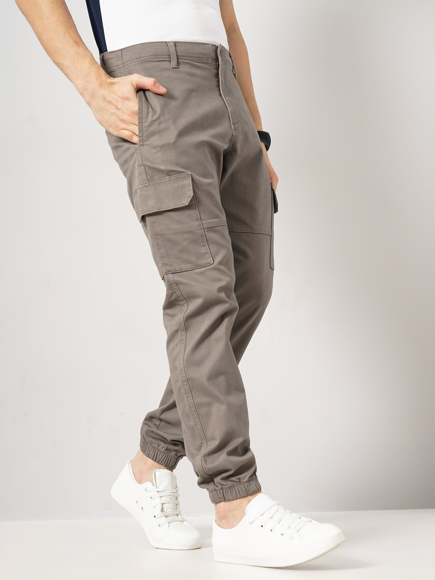 Beige Slim Fit Cargos