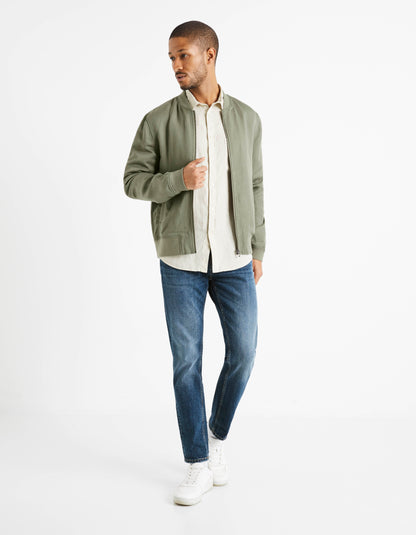 Khaki Solid Linen Jacket