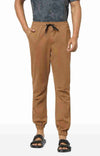 Celio* Cotton Jog Pant Brown Trouser