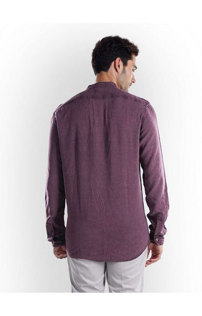 Celio* Solid Regular Fit Cotton Purple Shirt