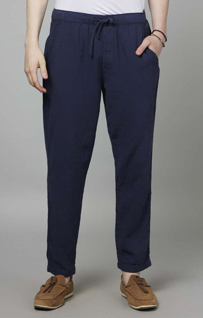 Navy Blue Slim Fit Trousers