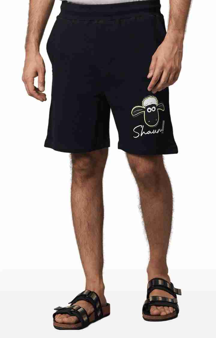 Shaun The Sheep - Black Printed Cotton Shorts