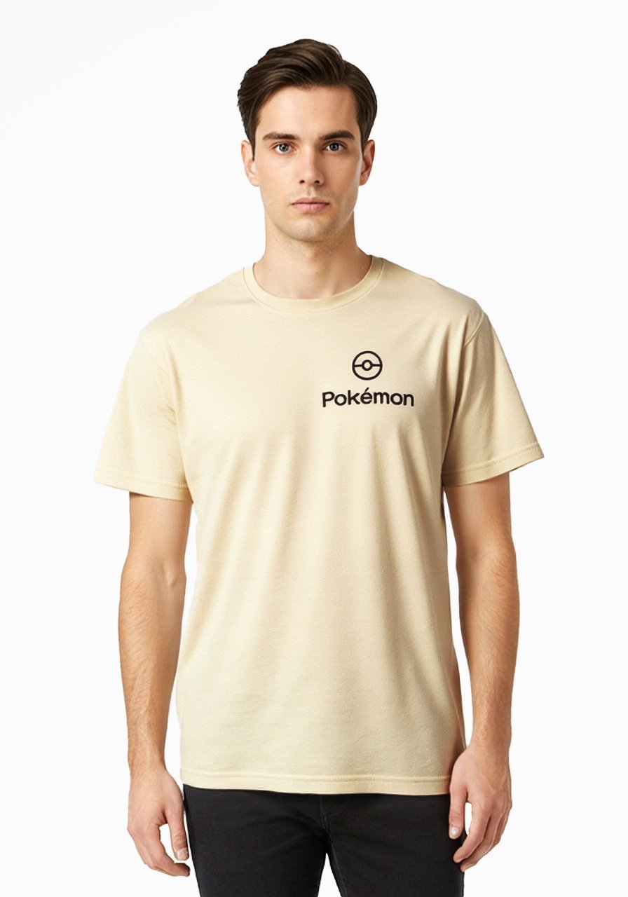 Celio* Pokemon Men Brown Printed Regular Fit Cotton T-shirt