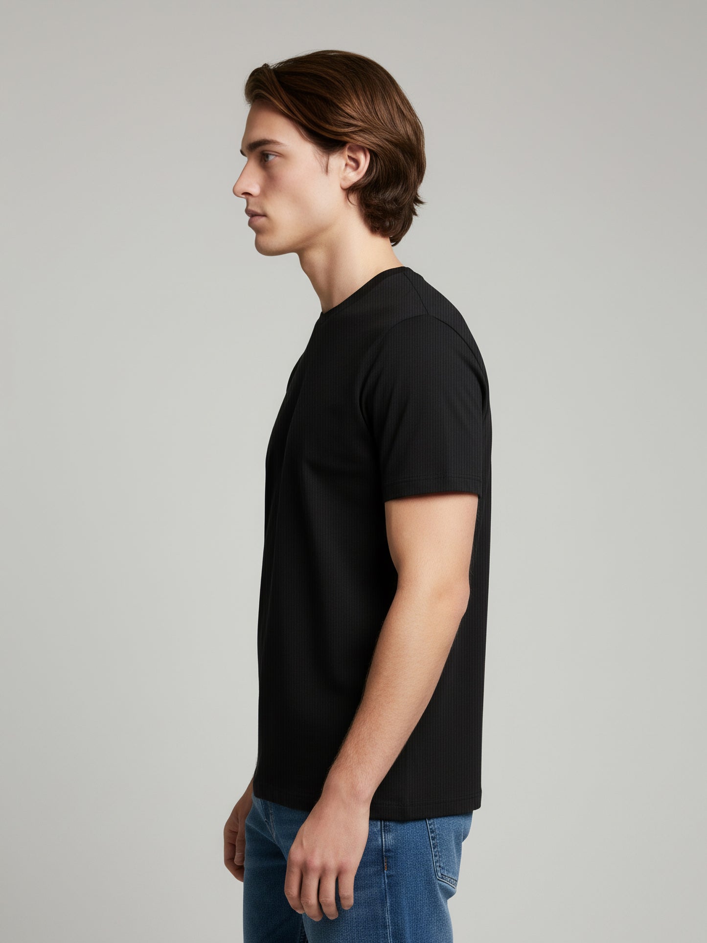 Celio* Men Black Solid Slim Fit Cotton T-Shirts