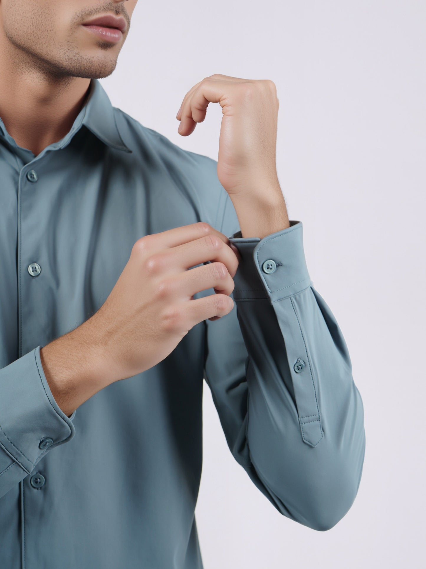 Celio* Men Blue Solid Slim Fit Nylon Shirts