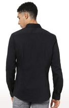 Celio* Cotton Blend Men Black Regular Fit Solid Shirt